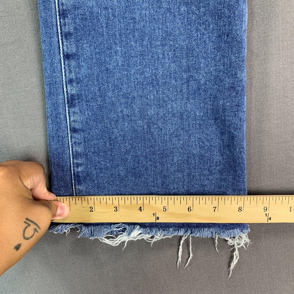 Paige Jeans Womens 29x28 Blue Claudine Mid Rise Crop Flare Raw Hem Stretch - Picture 12 of 16